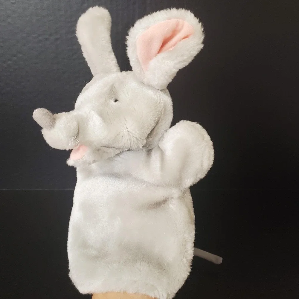 Vintage Gray Mouse Hand Puppet With Wired Tail Mitt Glove‎ Style